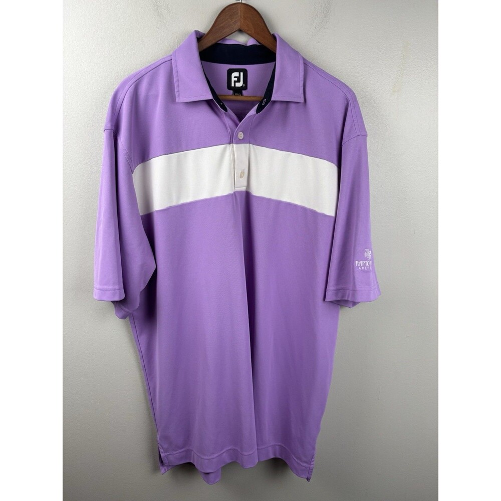 FootJoy Shirt Mens XL Purple White Stripe Polo Golf Performance Raptor Bay GC